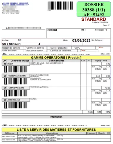 Ordre de fabrication